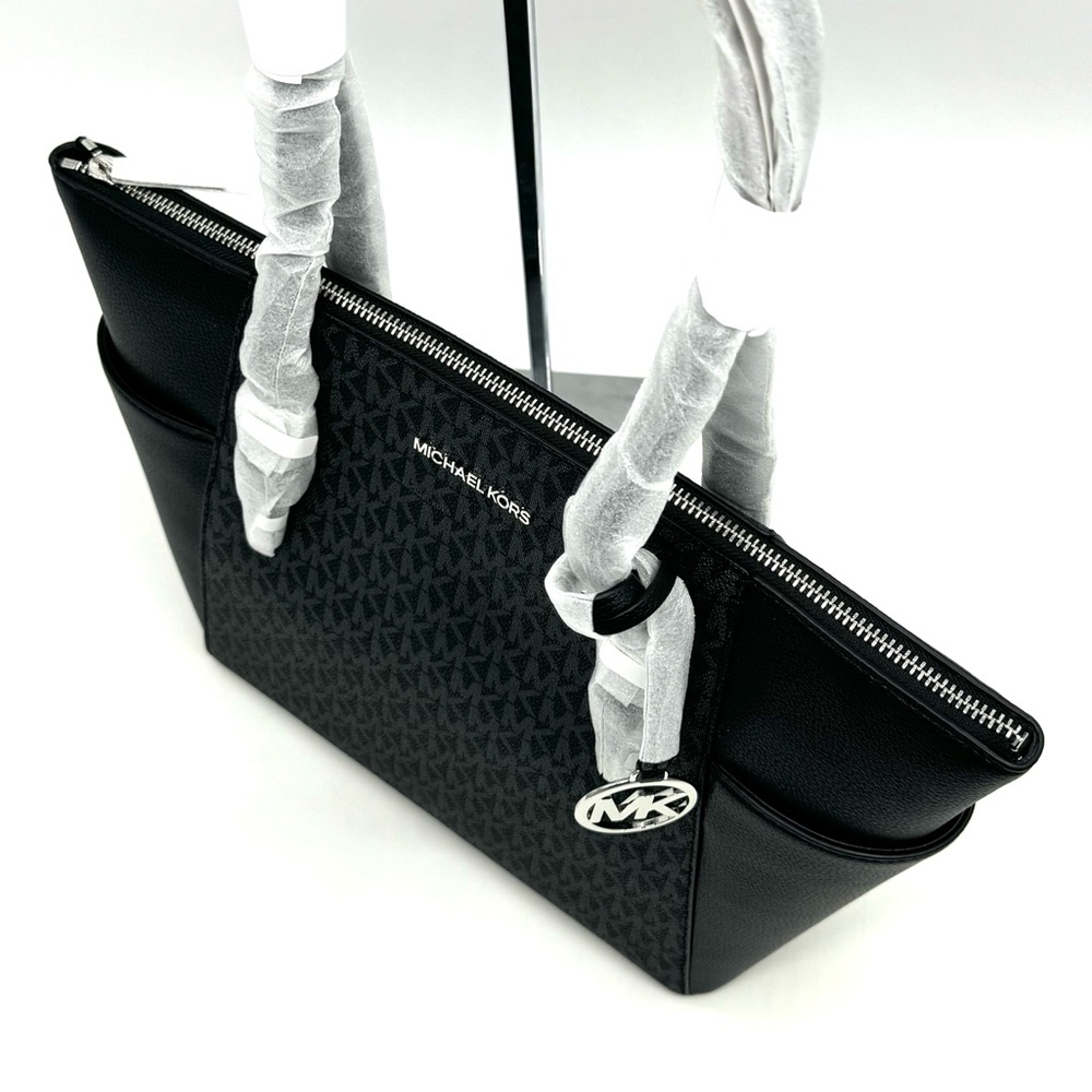 Michael Kors Large Charlotte TZ Tote Bag Black/Silver - Picture 7 of 10